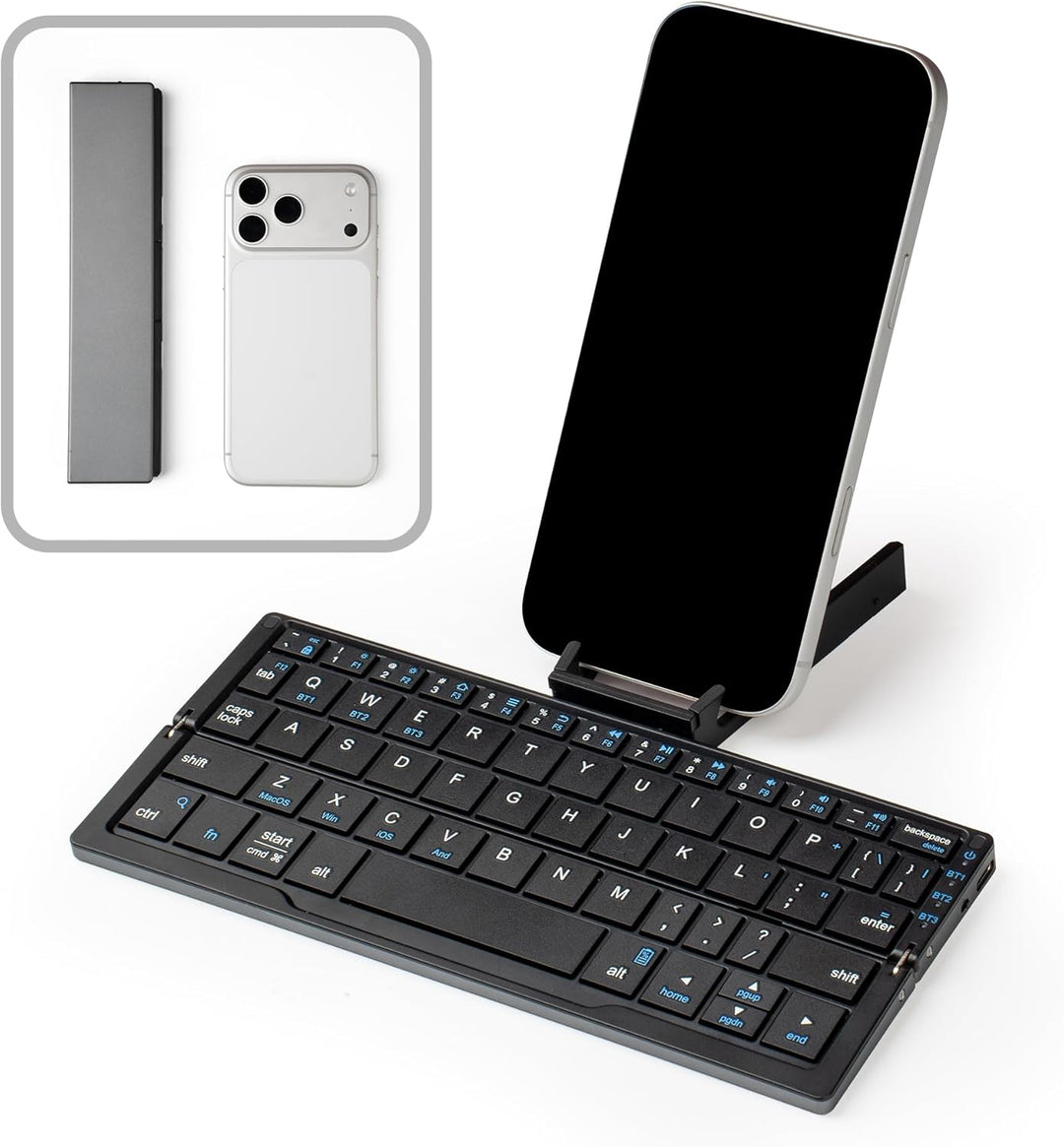 Leise Tastatur Faltbare QWERTY BT mit Magnetischem Ständer, Aluminium Mini Tragbare Kabellose Tastat
