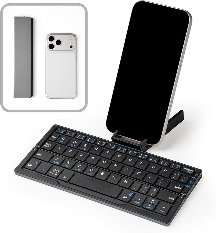 Leise Tastatur Faltbare QWERTY BT mit Magnetischem Ständer, Aluminium Mini Tragbare Kabellose Tastat