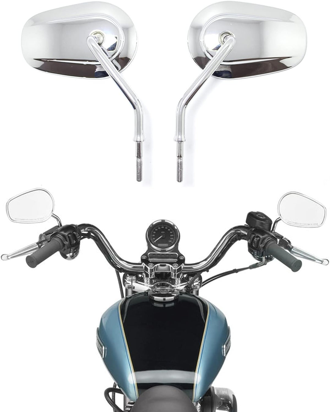 M8 10mm Chrom Motorrad Rückspiegel Seitenspiegel Rückspiegel Für Fatboy Softail Sportster 883 Eisen