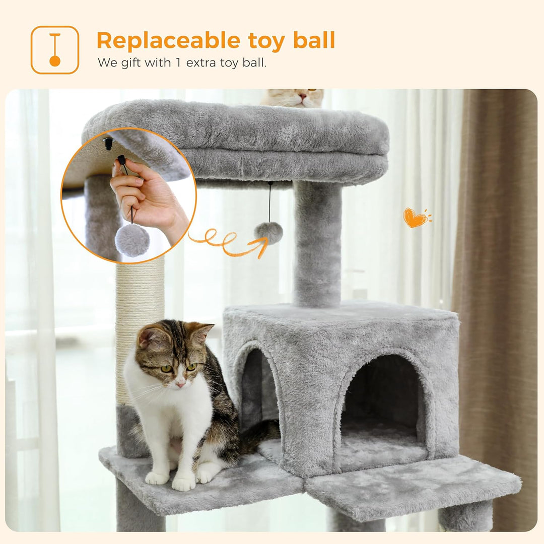 PAWZ Road Katzenbaum mit Metall-Plüsch-Hängematte, Katzenturm für ausgewachsene Katzen mit 2-türigem