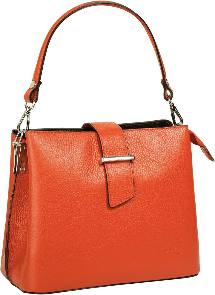 Handtasche Echt Leder Damen Made in Italy, Tragetasche, Umhängetasche, Abendtasche aus Leder 021791