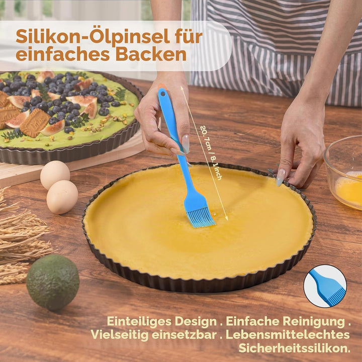 Highkit Quicheform mit Hebeboden 32 cm Tarteform, Antihaftbeschichtete Quiche Backform Rund, Wellenr
