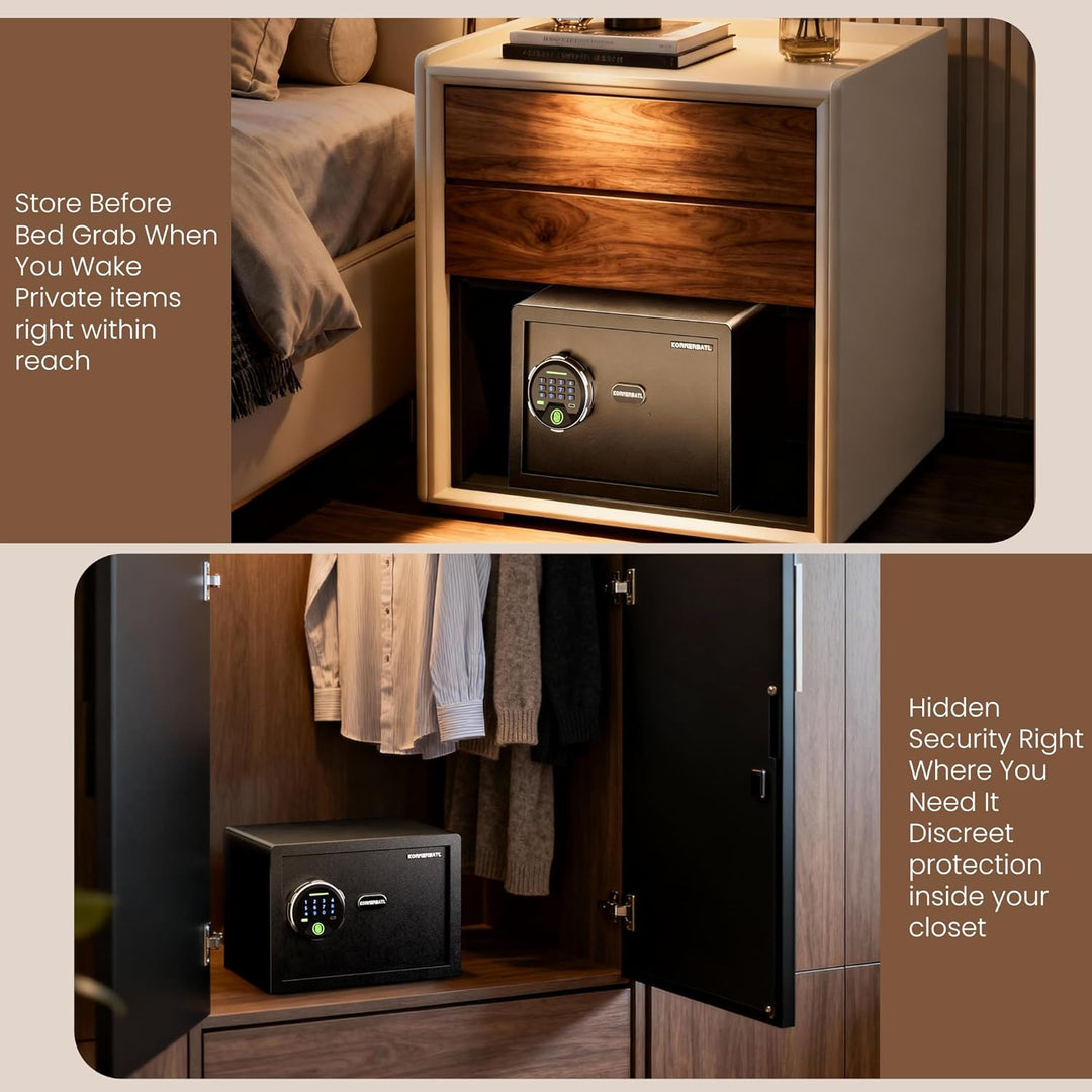 Smarter biometrischer Tresor mit Fingerabdruckschloss, kleiner Safe mit Silent-Modus, beleuchtetem T