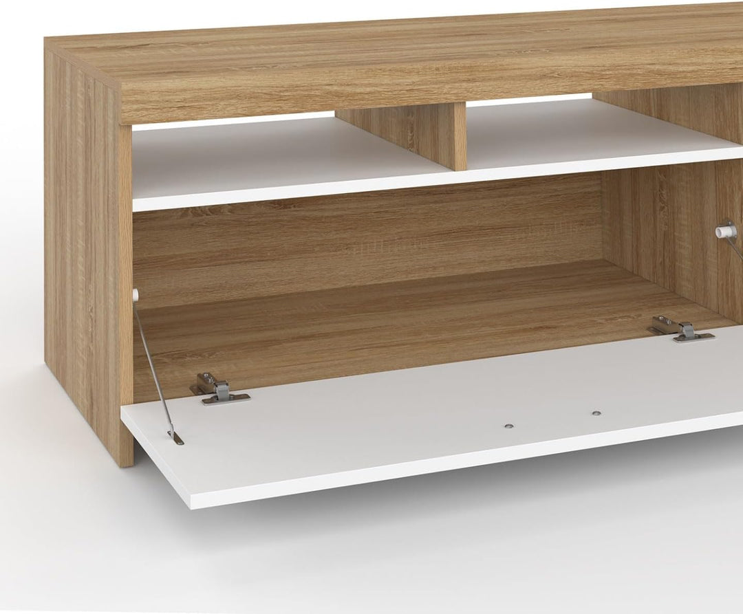 IDMarket - TV-Schrank 110 cm Malo Holz und Schrank weiss