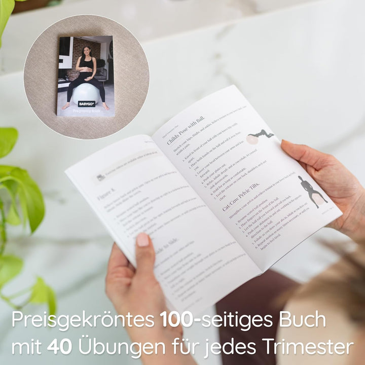 BABYGO Geburtsball – Schwangerschafts-Yoga-Arbeit & Gymnastikball & Buch-Set; Trimester-Ziel, Mutter