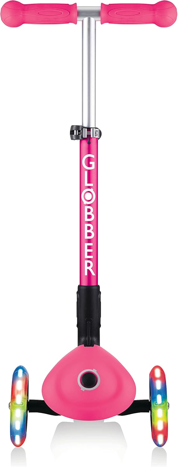 GLOBBER JUNIOR Foldable Lights – Tretroller, 120/80 mm, ABEC 5, 3-rädrig, LED-Leuchtrollen Einheitsg