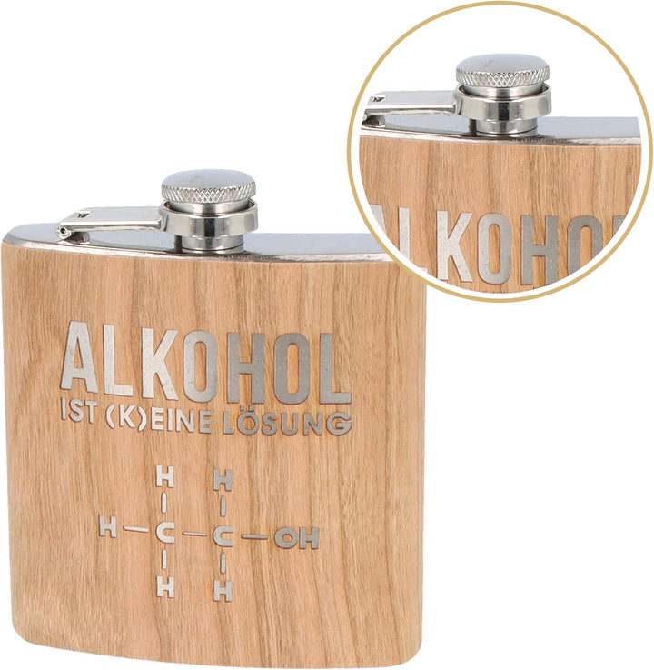 · Flachmann aus Edelstahl mit Gravur · Geschenke für Männer · Flachmann aus Holz · Geschenke für Fre