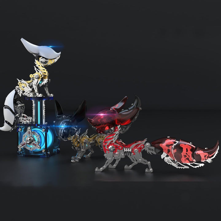 Bunte 3D Metall Puzzles für Erwachsene Fuchs Metall Modell Kits mit Licht, DIY Bauspielzeug 3D Metal