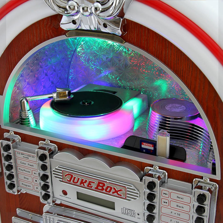 Monstershop Jukebox Retro 50er Jahre Musikbox USB-SD-Slot, AUX, MP3 Player CD-Player Bluetooth-Verbi