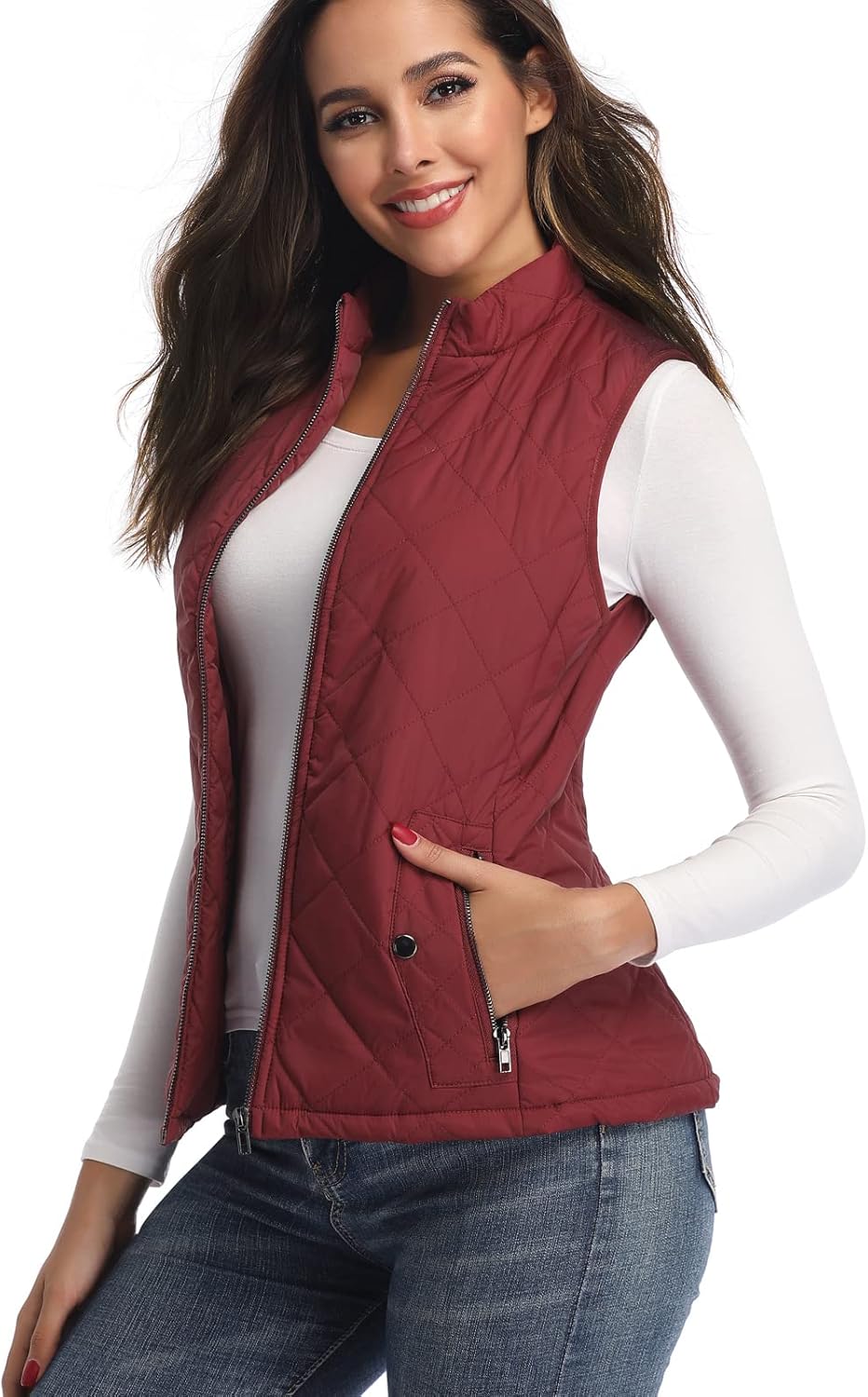 LONGKING Damen Regular Fashion Vests S Rot, S Rot