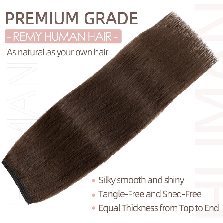 Extensions Echthaar mit transparenter Schnur, Silk-co Wire in ExtensionsSchokoladenbraun 75g, Secret