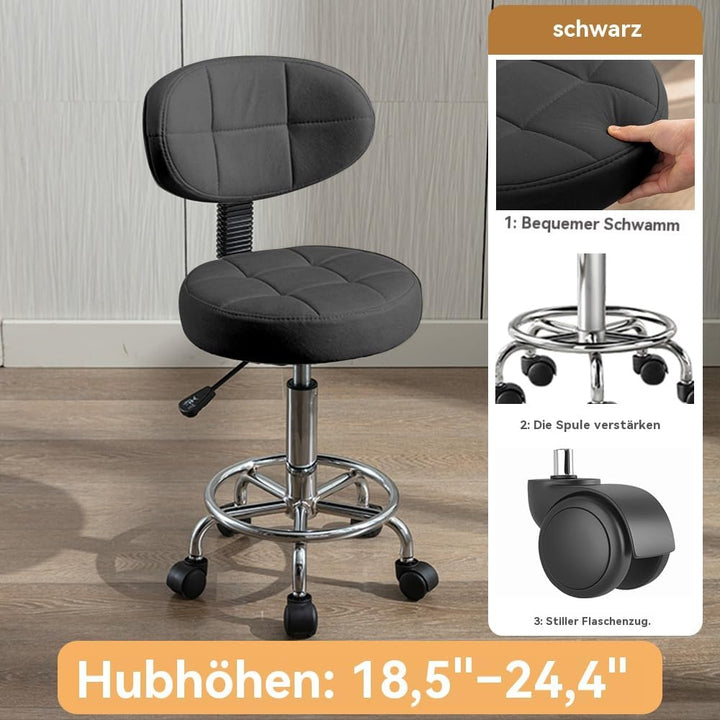 Moderner Bürodrehstuhl - Rollhocker mit Niedriger Rückenlehne und Höhenverstellung - Drehbare Arbeit