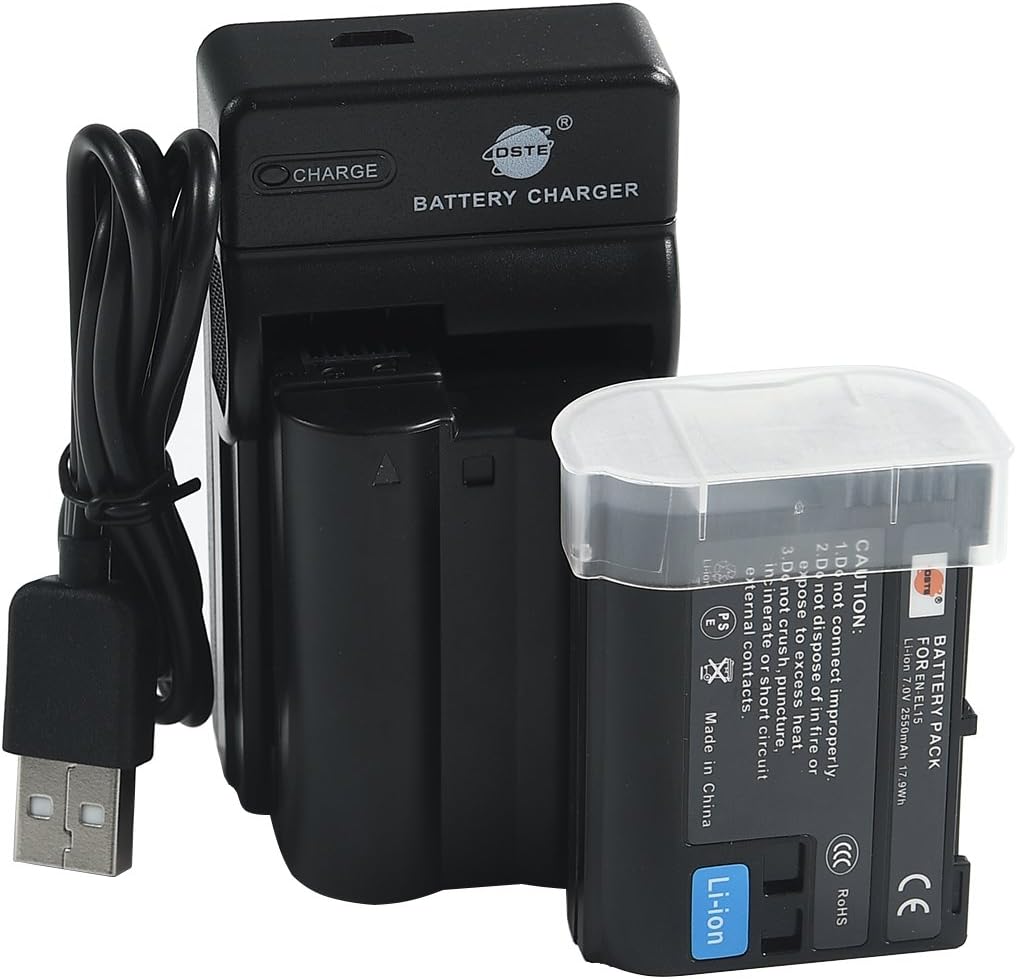 DSTE 2X EN-EL15 Batterie + USB Ladegerät with MB-D16 Batteriegriff Kompatibel für Nikon D750 DSLR Di