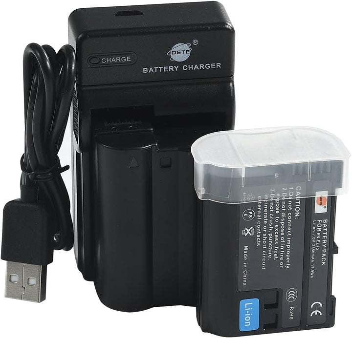 DSTE 2X EN-EL15 Batterie + USB Ladegerät with MB-D16 Batteriegriff Kompatibel für Nikon D750 DSLR Di