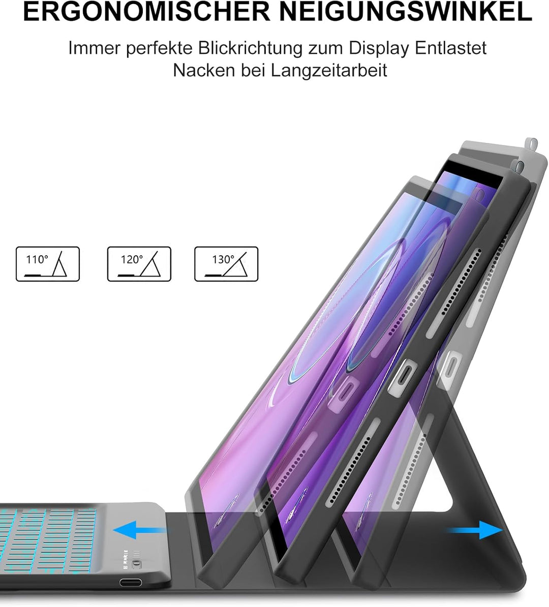 Für Idea Tab Pro Gen 2 13" Tastaturhülle mit Beleuchtung QWERTZ | Für Lenovo Idea Tab Pro Gen 2 Tast
