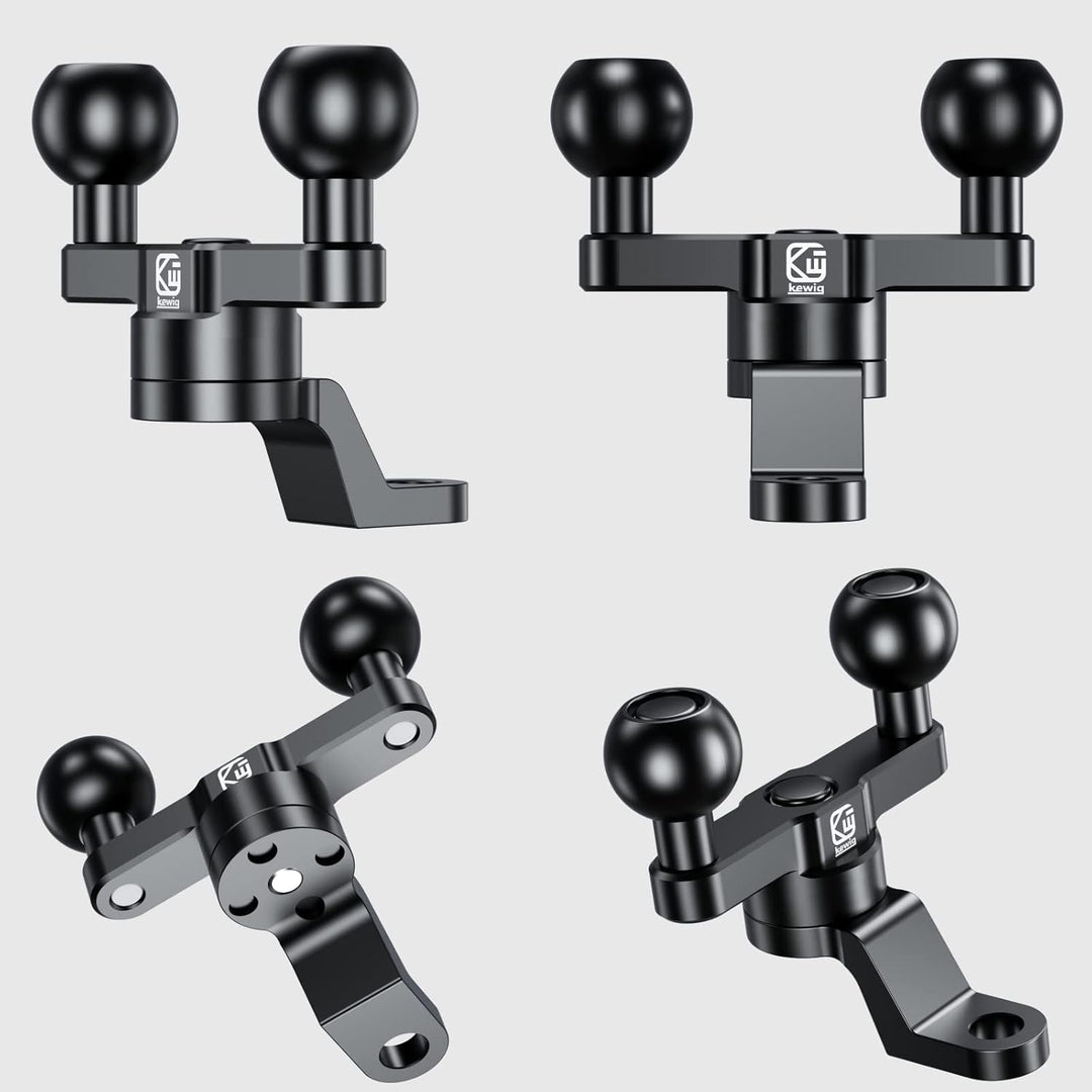 BRCOVAN Aluminiumlegierung Rückspiegel-Montagebasis mit Zwei 1-Zoll-TPU-Kugel und 10-mm-Loch, Kompat