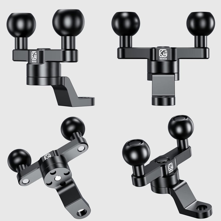 BRCOVAN Aluminiumlegierung Rückspiegel-Montagebasis mit Zwei 1-Zoll-TPU-Kugel und 10-mm-Loch, Kompat