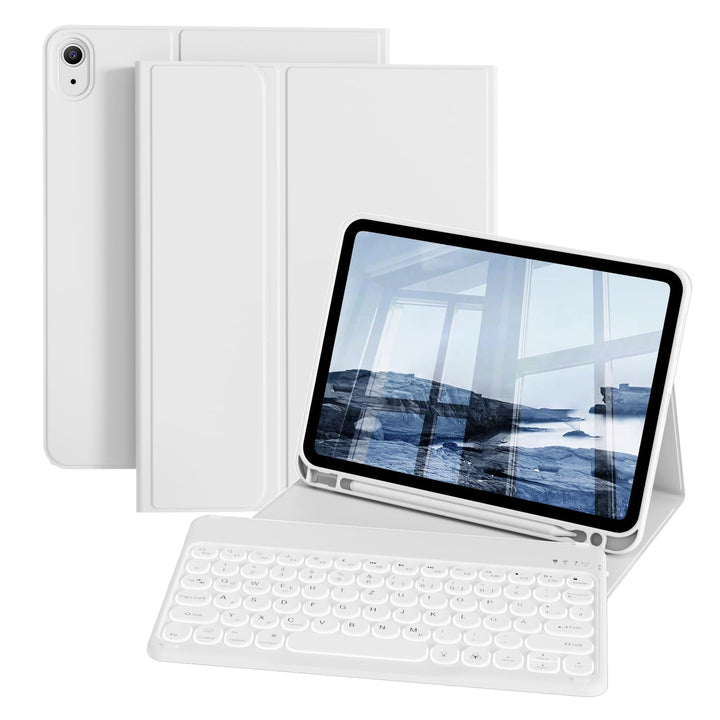 Hülle mit Tastatur für iPad A16 11/10 Generation (2025/2022, 11/10.9 Zoll), 7 Farben Beleuchtete Abn