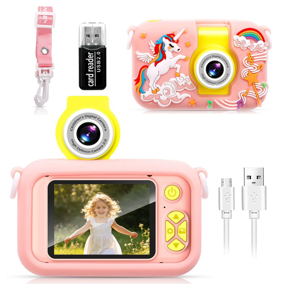 Kinderkamera, ARNSSIEN 180° Flip Lens Kamera für Kinder, 2.4in IPS LCD Digitalkamera mit Gehäuse, Ki