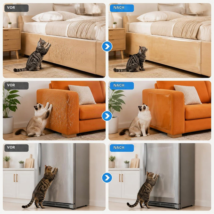Selbstklebende Kratzfolie für Katzen,Transparente Anti-Kratz Folie (43cm x 5m), Zuschneidbar &amp; Unsic