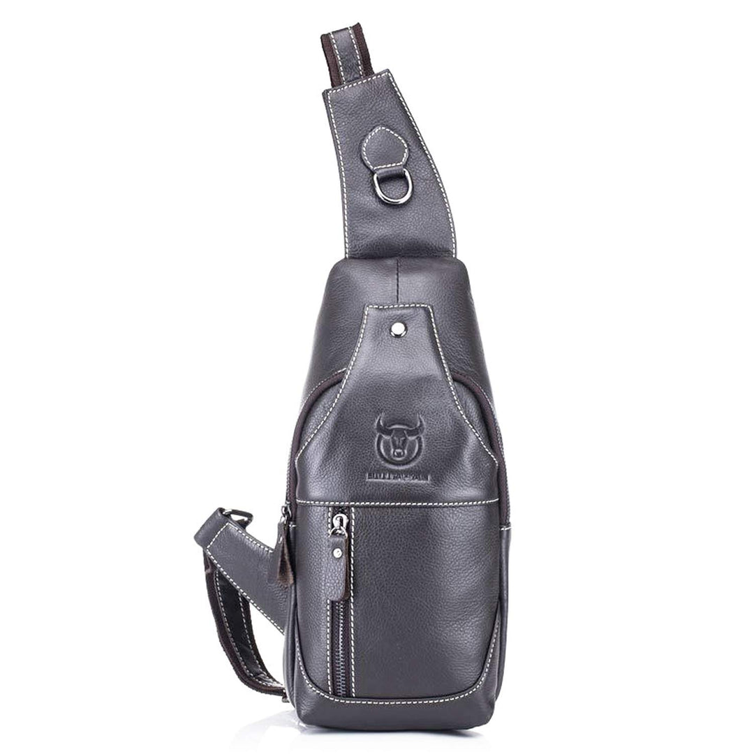 FANDARE Sling Bag Leder Brusttasche Schultertasche Wasserresistent Tragetasche Herren Umhängetasche
