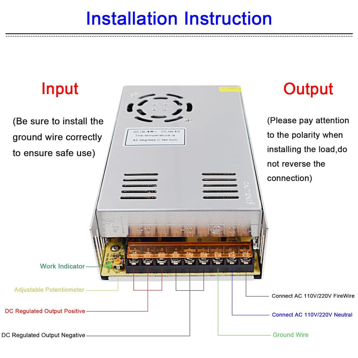 Baiyouli Netzteil 36V 10A 360W Schaltnetzteil Adapter Transformator AC 110V / 220V to DC Schaltwandl