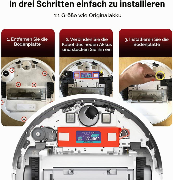 CITYORK Li-ion Ersatz Akku für Roborock Qrevo S/Pro/MaxV (QV 35A), für Roborock S8 S7 S6 S4 Q5 Q7 Ma