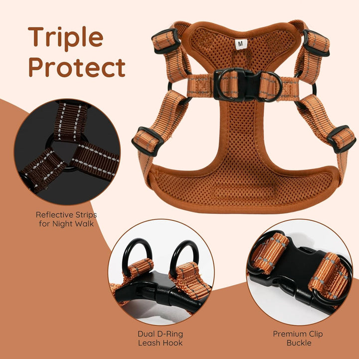 BELLA & PAL Hundegeschirr und Leine Set, Step-in Design mit atmungsaktivem Air-Mesh, reflektierenden