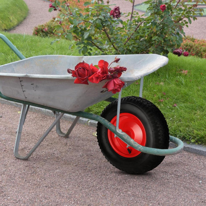 Gimisgu 4x Schubkarrenrad luftbereift 4.80/4.00-8 Ø 390mm PU Gummirad mit Achse 200 kg Tragkraft Ers