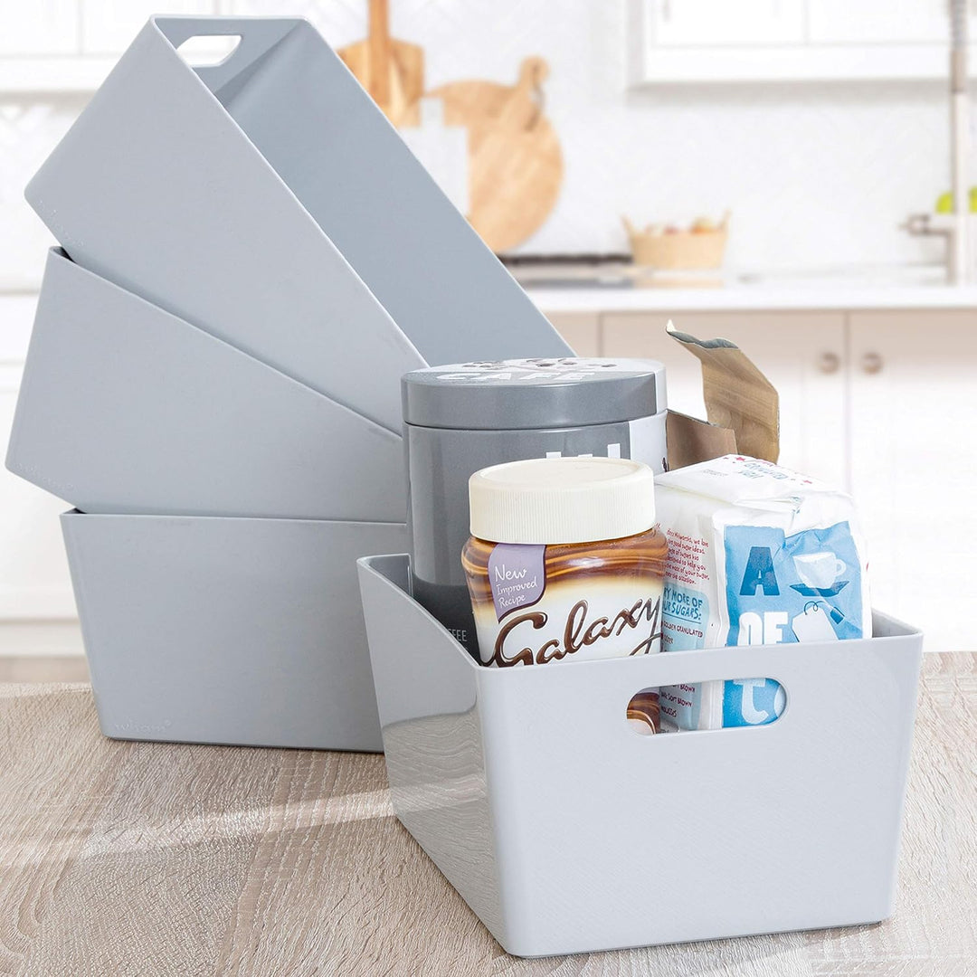 3x Ordnungsboxen - 11 cm hoch - GRAU - 25x17x11cm - 3,9 Liter - DINA5 - Ordnungskorb - Schubladenorg