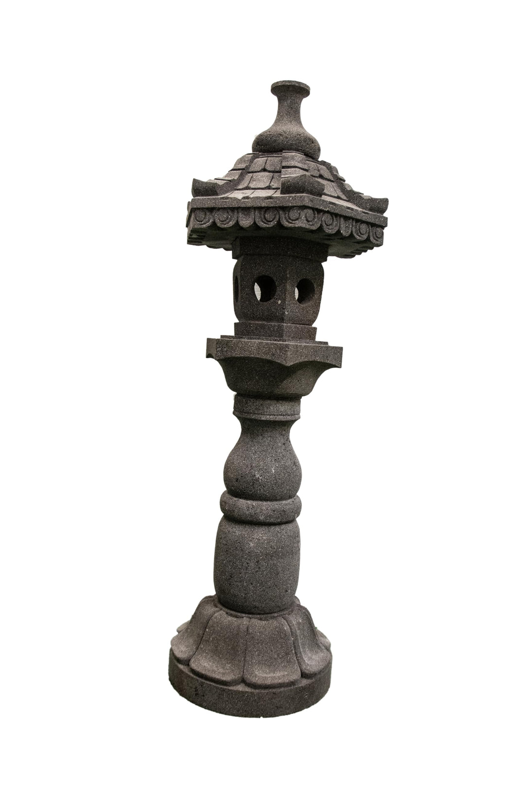 IDYL Lavastein Stein Laterne Kaiserpagoda| Höhe 145 cm | frostfest | Asiatische Garten-Dekoration |