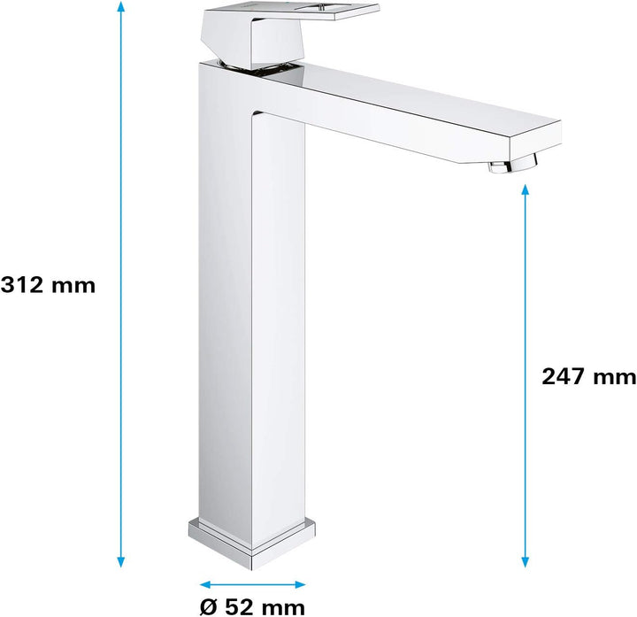GROHE Eurocube - Einhand- Waschtischarmatur (wassersparend, 1/2 Zoll, Einlochmonatge), chrom, 234060