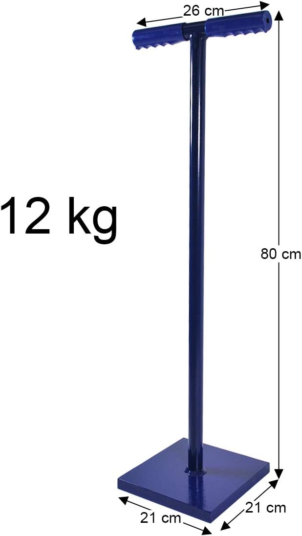 HELO Erdstampfer Betonstampfer aus Stahl 12 kg mit 2-Hand T-Griff, Handstampfer zum Verdichten mit 2