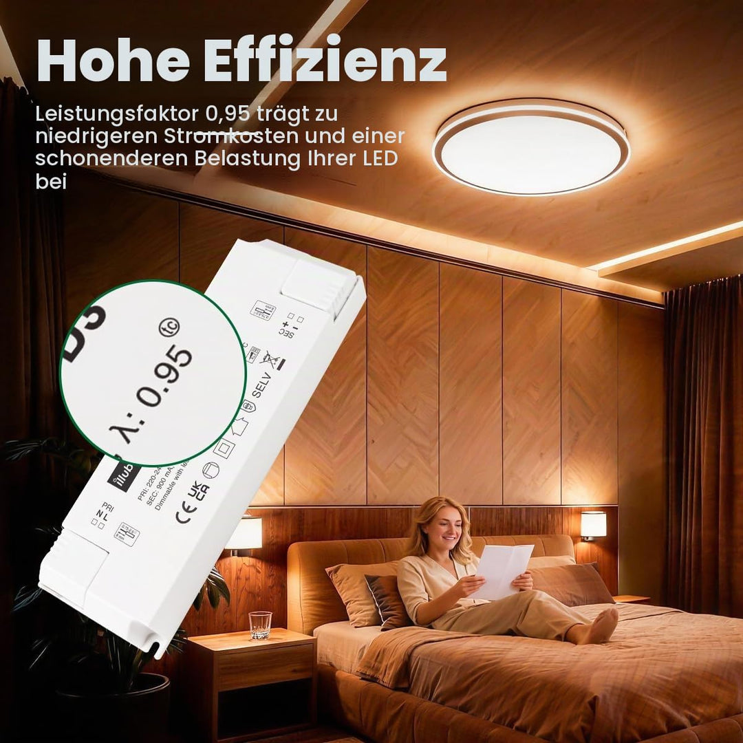 illuburg LED Trafo Dimmbar Triac 1050mA Konstantstrom 25W - 50W LED Netzteil Treiber Transformator D