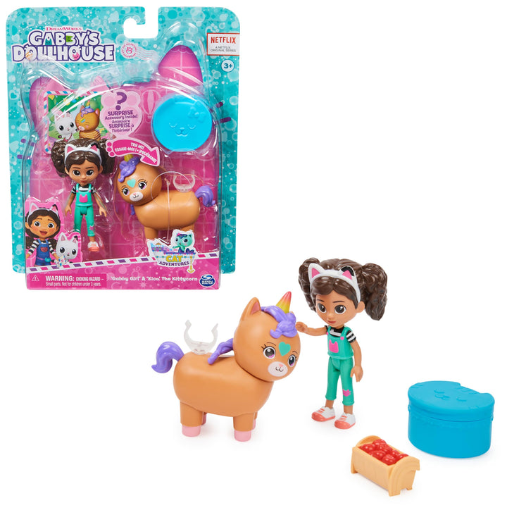 DREAMWORKS GABBY'S DOLLHOUSE - Cat-tivity Set – Kittycorn Pferd - Set mit Gabby und Kico dem Regenbo
