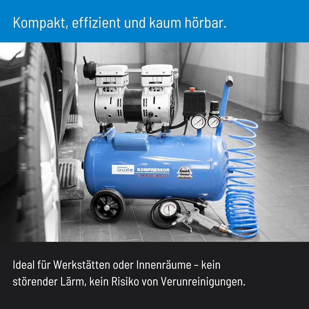 Güde 50136 Kompressor Airpower 150/8/24 Silent (Doppelkolbenaggregat Direktgetrieben, 0,75 kW, 230V,