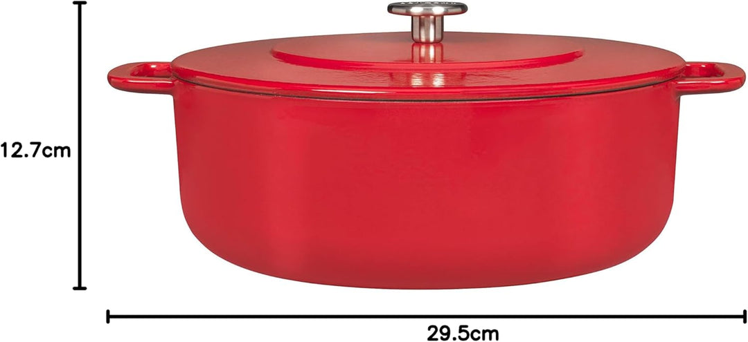 Combekk Gusseisen Topf, Dutch Oven, 100% Recycet, 28cm 6.8L, Für alle Herdarten, Rot Rot 28, Rot 28