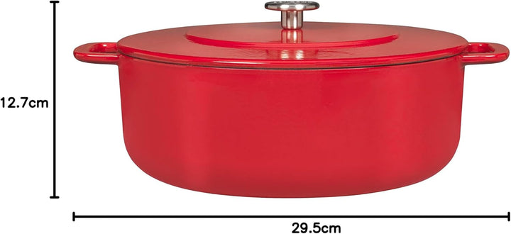 Combekk Gusseisen Topf, Dutch Oven, 100% Recycet, 28cm 6.8L, Für alle Herdarten, Rot Rot 28, Rot 28