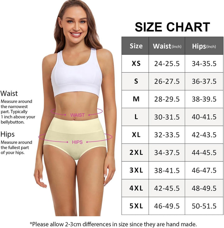 wirarpa Damen Unterhosen Baumwolle Unterwäsche Slips Damen Hohe Taille Taillenslip Weich Frauen 5er