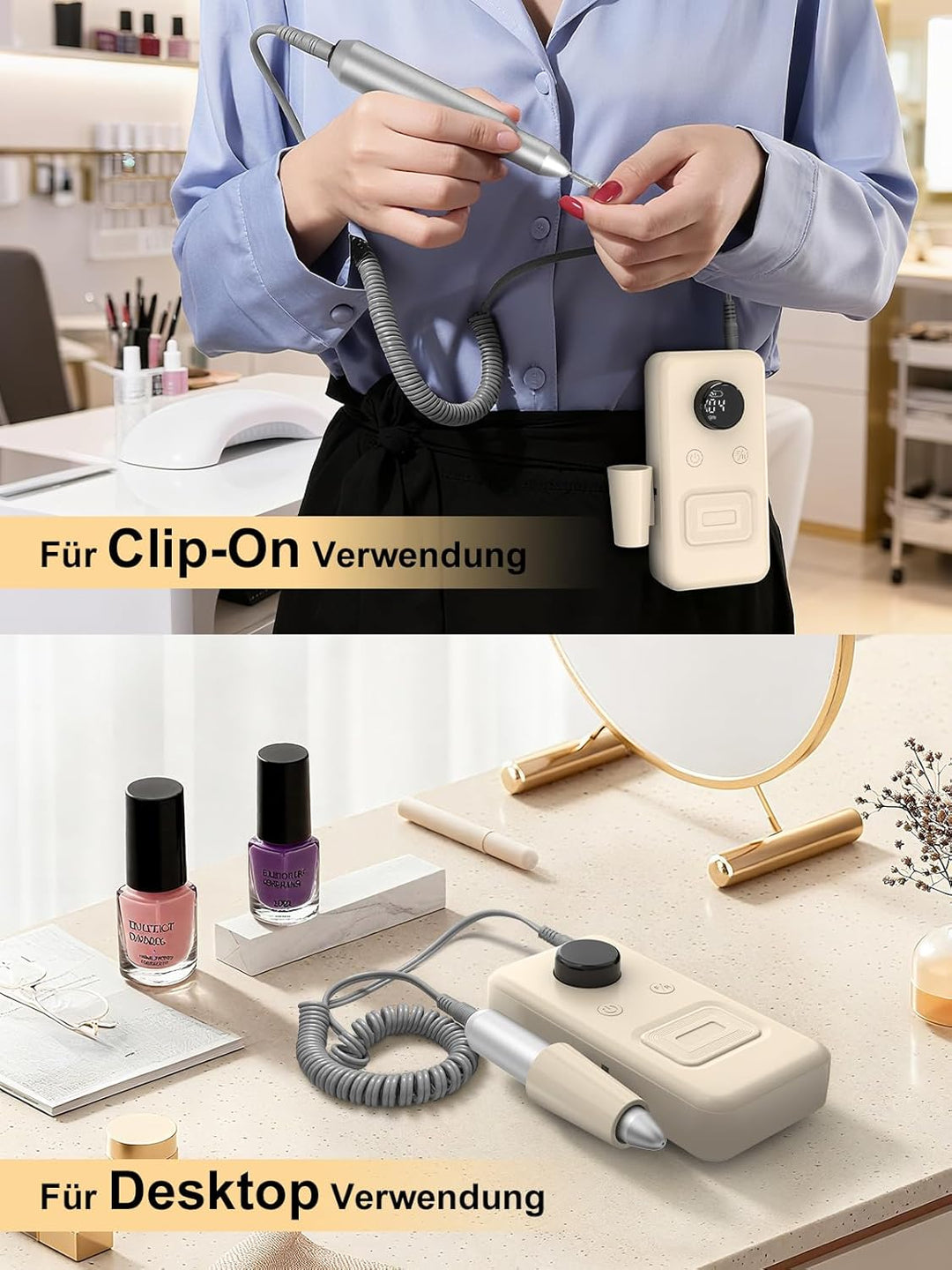 COPPA Nagelfräser, NDK106 Professionell Elektrische Nagelfräser Set mit 12 Bits 31 Schleifbändern, 4