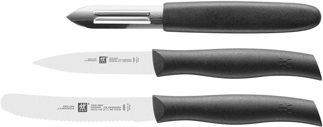ZWILLING Twin Grip Messerset, 3 teilig, (Sparschäler 6,5 cm, Spickmesser 9 cm, Universalmesser 12 cm