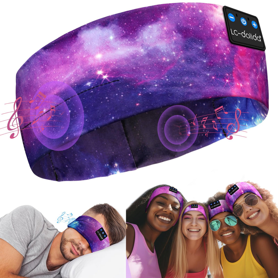 LC-dolida Schlafkopfhörer Bluetooth 5.4, Schlaf Stirnband Kopfhörer Headband Schlafmaske, Sportskopf
