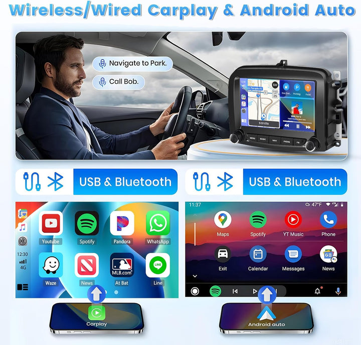 [2G+64G] Hikity Autoradio Navi Für FIAT 500L 2013-2019 Android 13 Wireless Carplay 7 Zoll Bildschirm