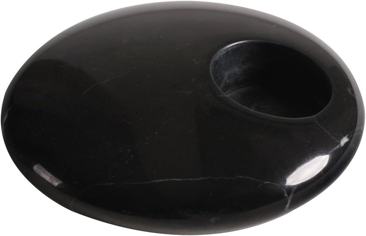 Yuchengstone Teelichthalter oder Kerzenhalter Naturstein massiv Marmor schwarz rund, Schwarz