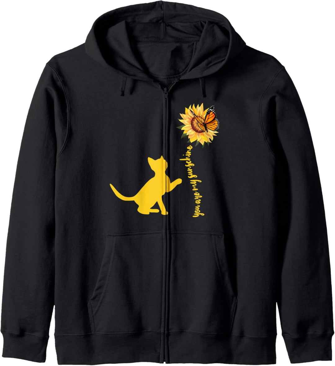 Katze "best cat mom ever" Kätzchen Sonnenblume Schmetterling Kapuzenjacke