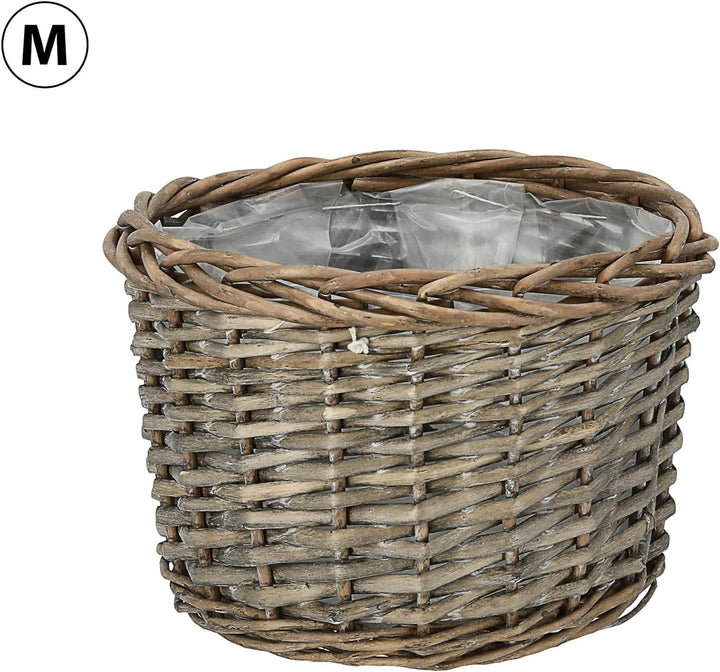Cepewa Pflanzkorb 5er Set │ Kunstofffolien-Inlay Rattan 5 Grössen│ Übertopf Körbe Korbset Pflanztopf