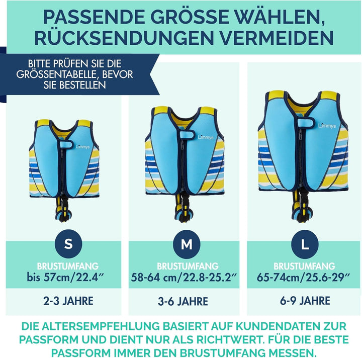 Limmys Premium Schwimmweste Kinder - Schwimmhilfe für Kinder und Kleinkinder – Moderne Kinder Schwim