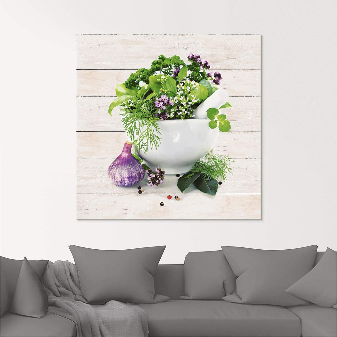 ARTland Glasbilder Wandbild Glas Bild einteilig 50x50 cm Quadratisch Stillleben Kräuter Gewürze Küch