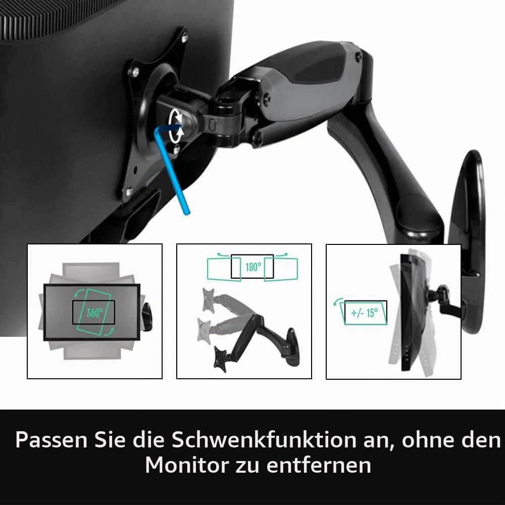 ARCTIC W1-3D - Monitor Halterung mit Gaslifttechnik, Monitorarm zur Befestigung an der Wand, für bis