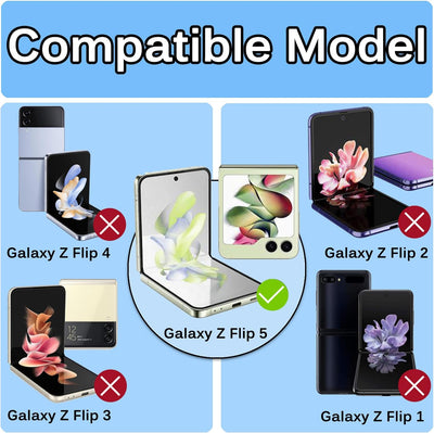 Miimall Lederhülle Kompatibel mit Samsung Galaxy Z Flip 5 Hülle mit Kameraschutz, Z Flip 5 Case mit